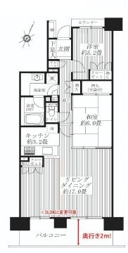 Floor plan. 2LDK, Price 29.4 million yen, Occupied area 72.13 sq m , Balcony area 12.4 sq m