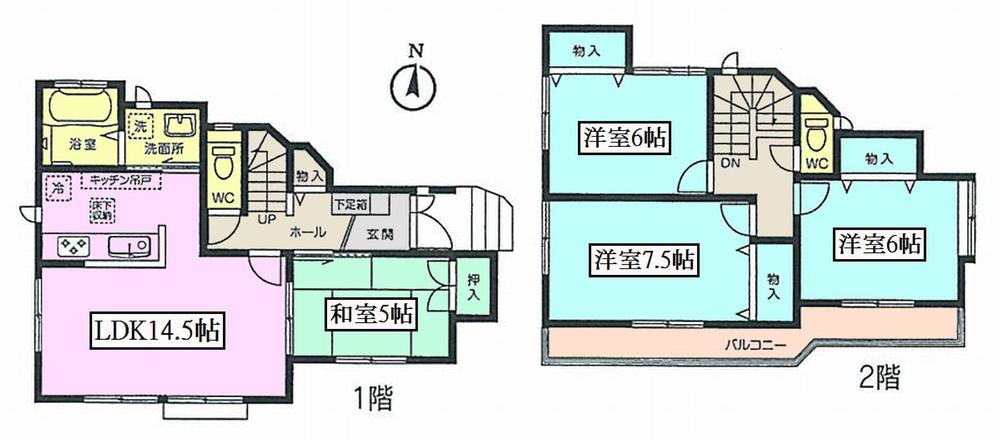 Floor plan. (1 Building), Price 43,800,000 yen, 4LDK, Land area 96.01 sq m , Building area 93.16 sq m
