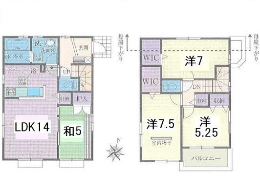 Floor plan. 34,800,000 yen, 4LDK, Land area 109.28 sq m , Building area 93.98 sq m