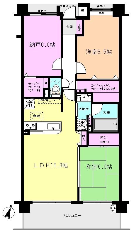 Floor plan. 2LDK + S (storeroom), Price 27,800,000 yen, Occupied area 75.64 sq m , Balcony area 11.1 sq m   ■ By is positive per well taken between the south-facing.