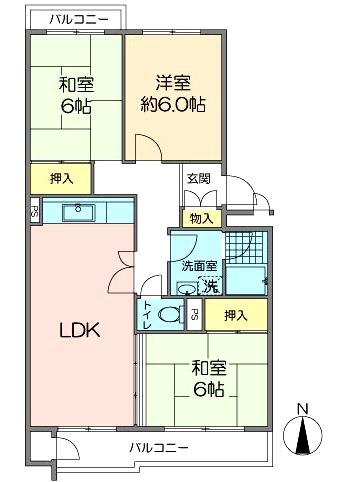 Floor plan. 3LDK, Price 10.5 million yen, Occupied area 72.57 sq m , Balcony area 10.89 sq m