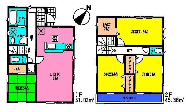 Floor plan. (4 Building), Price 30,800,000 yen, 4LDK+S, Land area 137.54 sq m , Building area 96.39 sq m