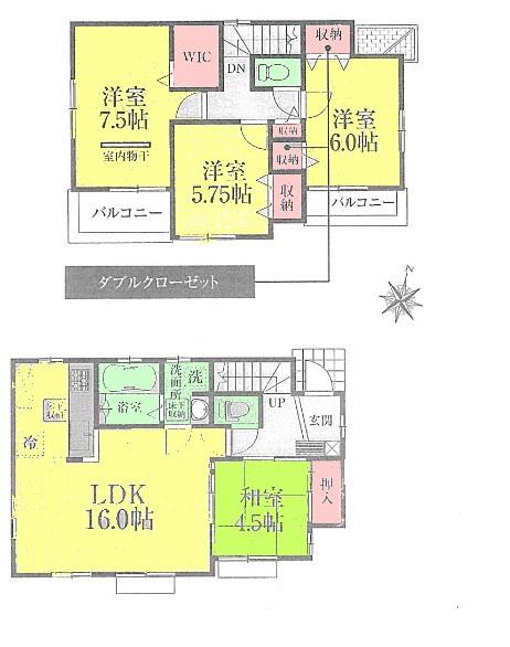 Floor plan. 38,800,000 yen, 4LDK, Land area 104.54 sq m , Building area 94.81 sq m