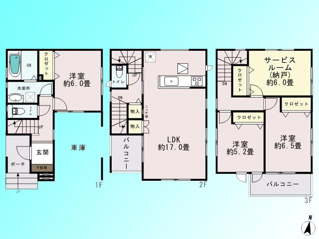 Floor plan. 35,800,000 yen, 3LDK + S (storeroom), Land area 73.78 sq m , Building area 114.88 sq m