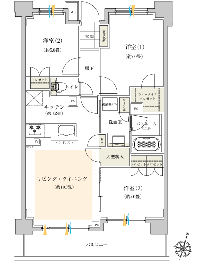 Floor: 3LDK + WIC, the occupied area: 68.43 sq m, Price: 38,300,000 yen, now on sale