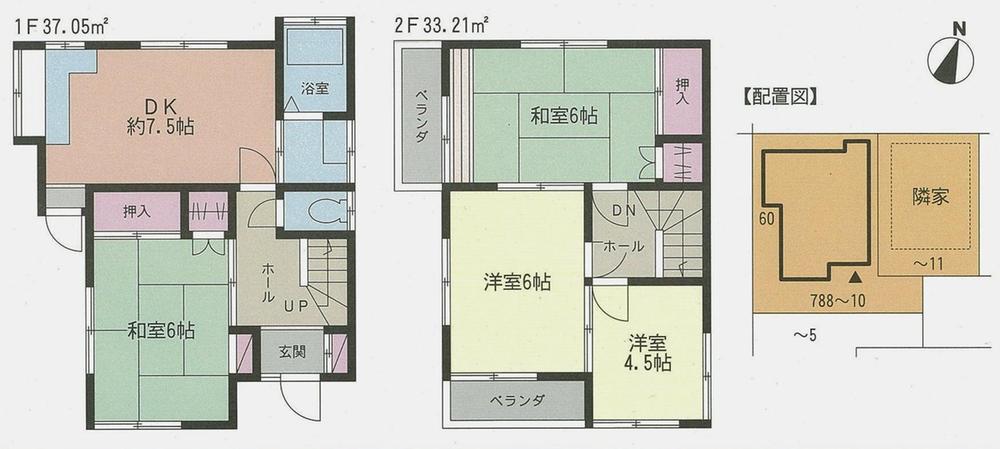 Floor plan. 18,800,000 yen, 4DK, Land area 75.69 sq m , Building area 70.26 sq m