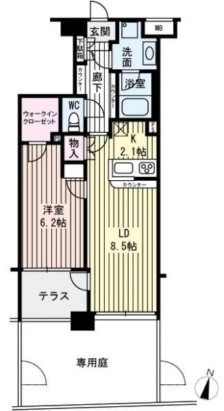 Floor plan. 1LDK, Price 17.2 million yen, Occupied area 42.86 sq m