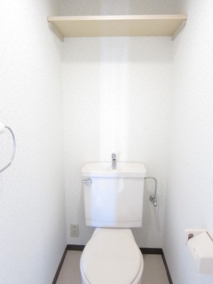 Toilet. With a storage rack, It can be stored small