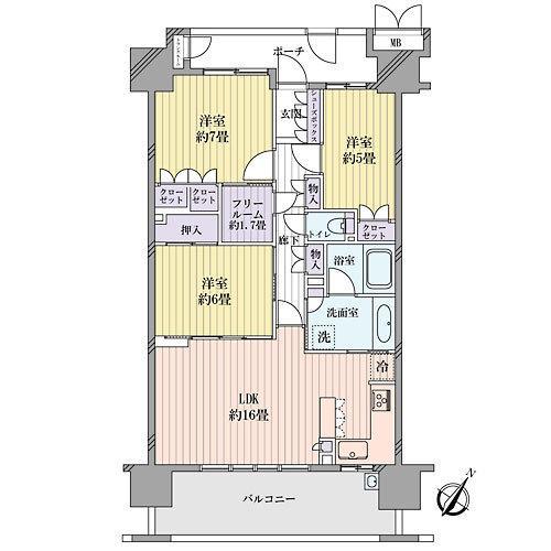 Floor plan. 3LDK + S (storeroom), Price 30,200,000 yen, Occupied area 80.49 sq m , Balcony area 14.4 sq m