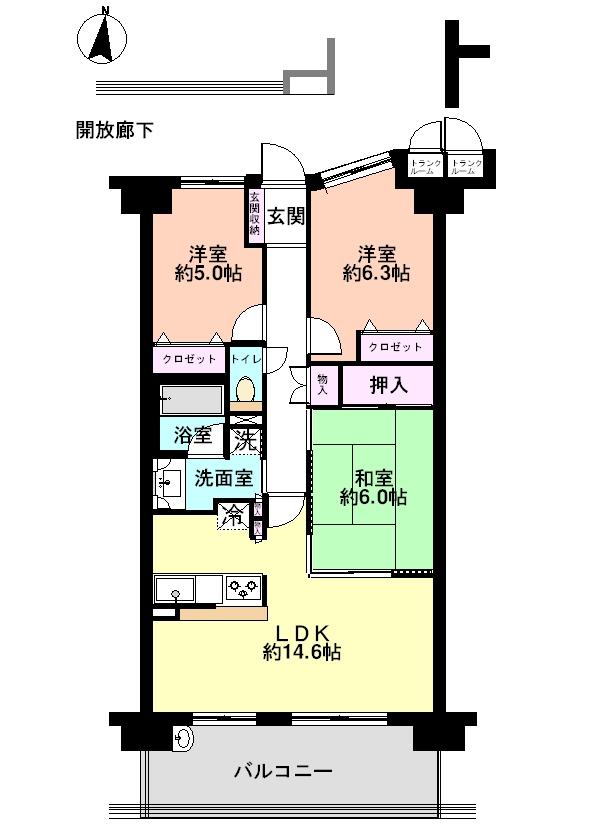 Floor plan. 3LDK, Price 35,800,000 yen, Occupied area 71.63 sq m , Balcony area 12.2 sq m floor plan