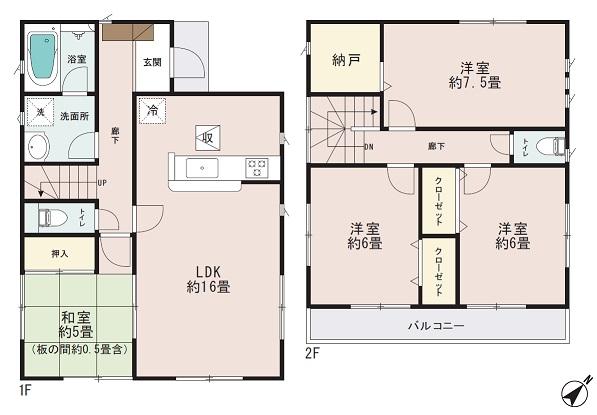 Floor plan. 30,800,000 yen, 4LDK + S (storeroom), Land area 137.54 sq m , Building area 96.39 sq m 4 Building