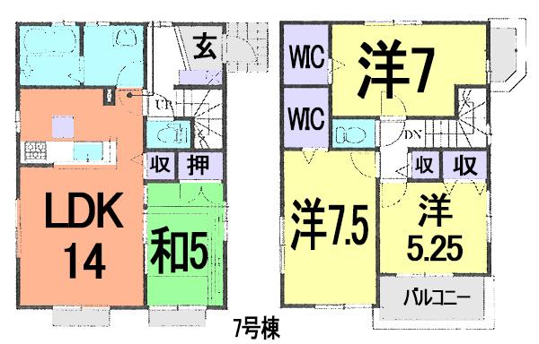 Floor plan. (7 Building), Price 34,800,000 yen, 4LDK, Land area 109.28 sq m , Building area 93.98 sq m