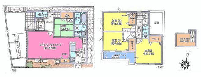 Floor plan. 42,800,000 yen, 4LDK, Land area 100.26 sq m , Building area 98.34 sq m