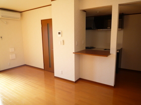 Living and room. It is with a kitchen counter