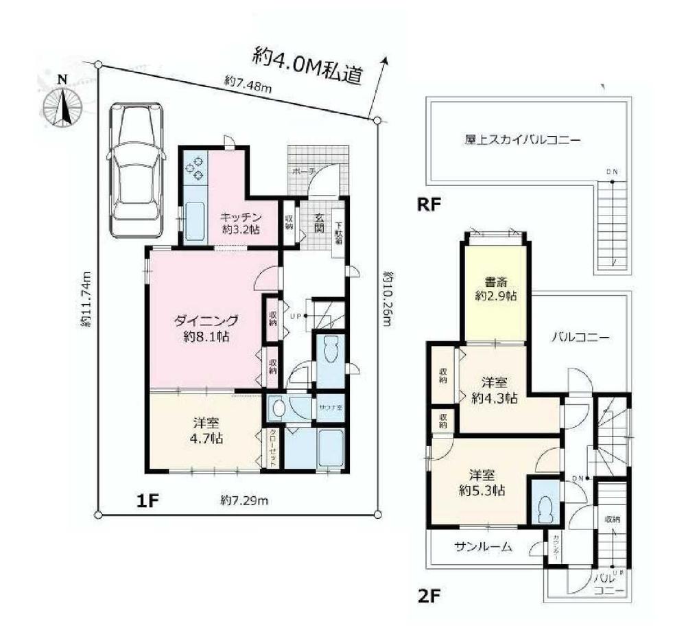 Floor plan. 29,800,000 yen, 3LDK, Land area 79.63 sq m , Building area 75.42 sq m 3LDK