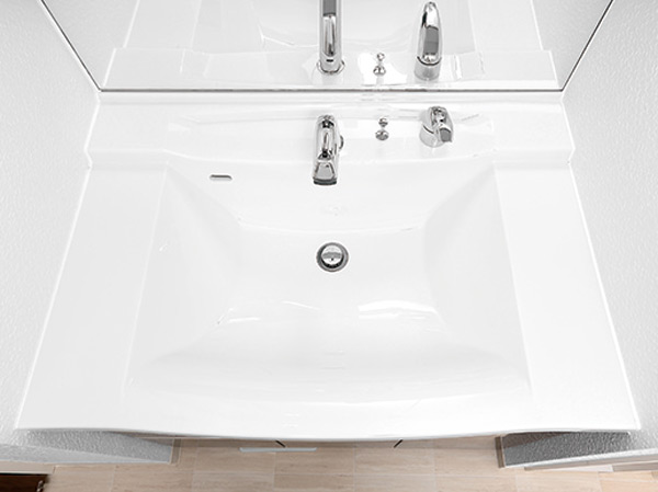 Bathing-wash room.  [Bowl-integrated counter] Integrally molded seamless, Cleaning is easy.