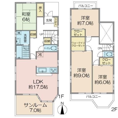 Floor plan. 47,800,000 yen, 4LDK, Land area 142.24 sq m , Building area 116.33 sq m