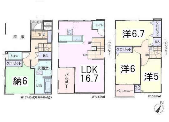 Floor plan. 32,800,000 yen, 3LDK+S, Land area 66.66 sq m , Building area 108.06 sq m