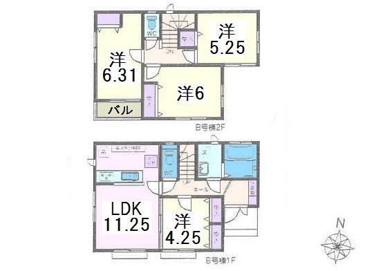 Floor plan. (B Building), Price 37,800,000 yen, 4LDK, Land area 89.76 sq m , Building area 80.52 sq m