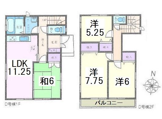 Floor plan. (D Building), Price 39,800,000 yen, 4LDK, Land area 82.98 sq m , Building area 88.6 sq m