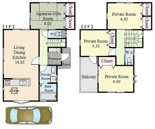 Floor plan. (B Building), Price 32,800,000 yen, 4LDK, Land area 101.67 sq m , Building area 96.88 sq m