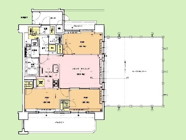 Floor plan. 3LDK, Price 39,900,000 yen, Occupied area 66.96 sq m , Balcony area 58.98 sq m