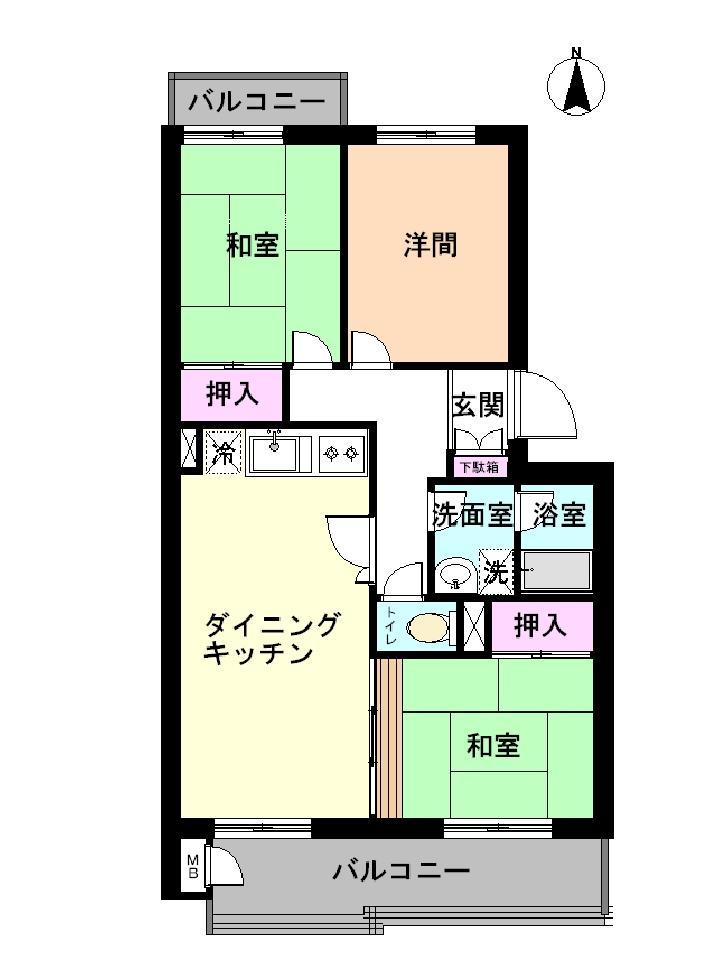 Floor plan. 3DK, Price 10.5 million yen, Occupied area 72.57 sq m , Balcony area 10.89 sq m   ◆ Two-sided balcony
