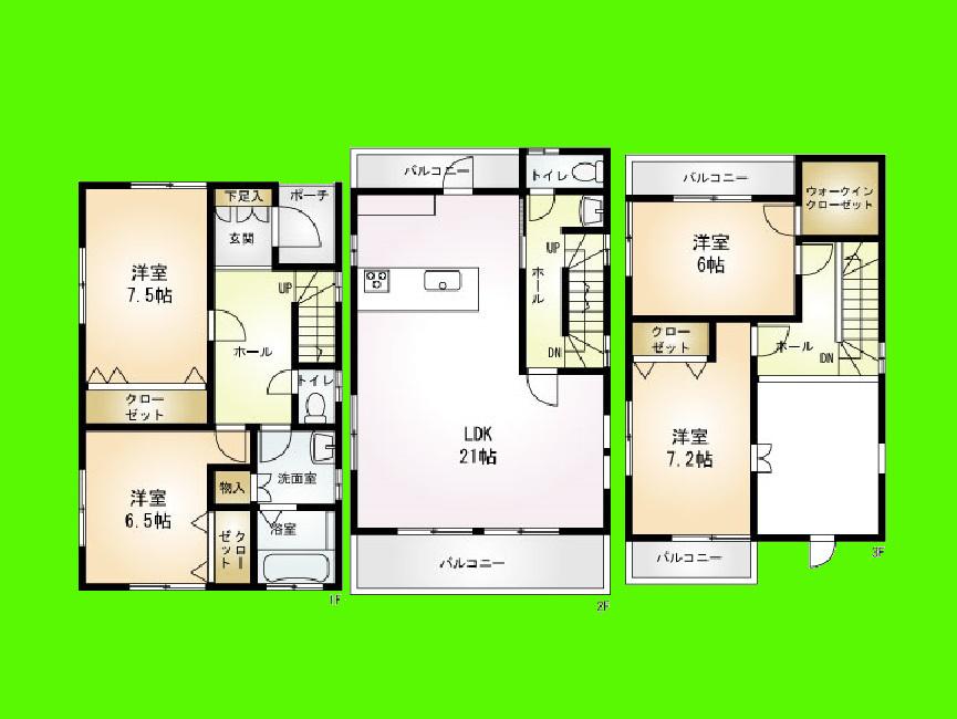 Floor plan. Price 54,800,000 yen, 4LDK, Land area 117.51 ​​sq m , Building area 125.03 sq m
