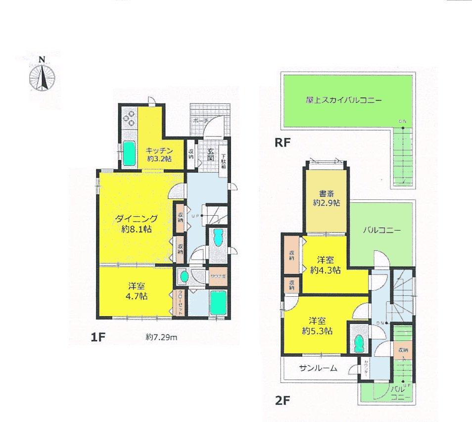 Floor plan. 29,800,000 yen, 3DK + S (storeroom), Land area 79.63 sq m , Building area 75.42 sq m ■ Rooftop Sky balcony! ■ Preview available! ■ As soon as possible! here you go!