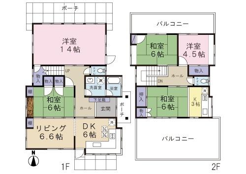 Floor plan. 69,500,000 yen, 5LDK, Land area 495.86 sq m , Building area 128.33 sq m