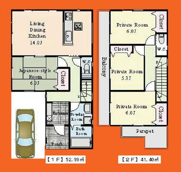 Floor plan. 30,800,000 yen, 4LDK, Land area 101.67 sq m , Building area 94.39 sq m