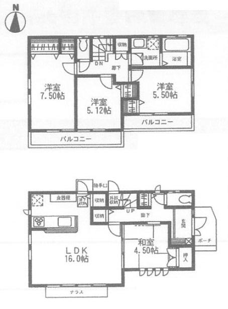 Floor plan. (5 Building), Price 49,890,000 yen, 4LDK, Land area 104.29 sq m , Building area 96.66 sq m