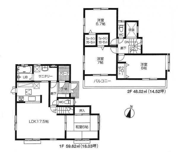 Floor plan. 24,800,000 yen, 4LDK, Land area 282.61 sq m , Building area 107.64 sq m
