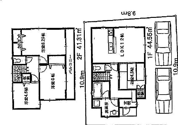 Floor plan. 19,800,000 yen, 4LDK, Land area 108.02 sq m , Building area 85.86 sq m