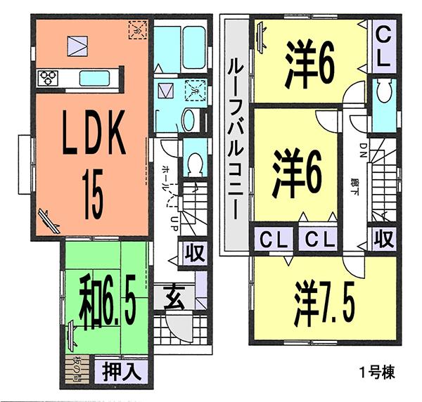 Floor plan. (1 Building), Price 24,800,000 yen, 4LDK, Land area 140.69 sq m , Building area 99.36 sq m