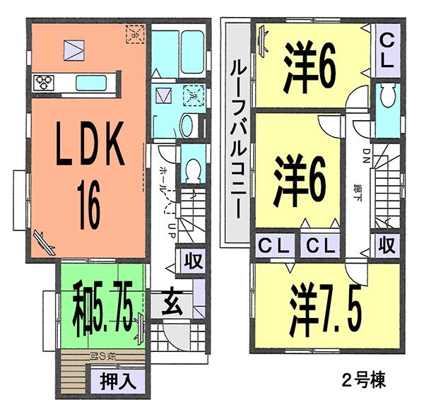Floor plan. (Building 2), Price 24,800,000 yen, 4LDK, Land area 154.7 sq m , Building area 99.74 sq m