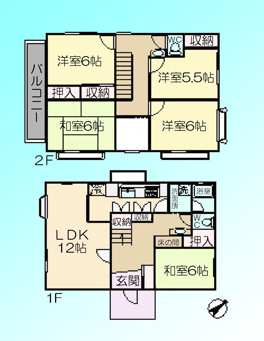 Floor plan. 19,800,000 yen, 5LDK, Land area 212.32 sq m , Building area 115.09 sq m
