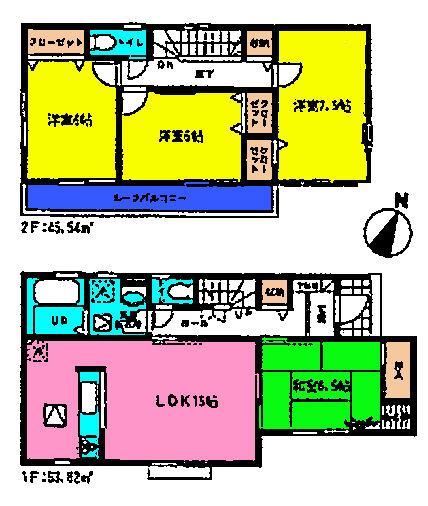 Floor plan. (1 Building), Price 25,800,000 yen, 4LDK, Land area 140.69 sq m , Building area 99.36 sq m
