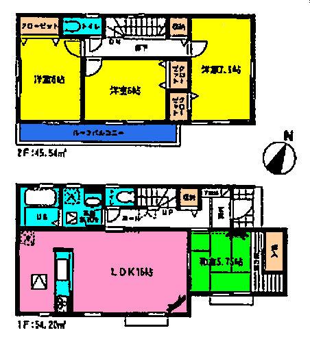 Floor plan. (Building 2), Price 25,800,000 yen, 4LDK, Land area 154.7 sq m , Building area 99.74 sq m