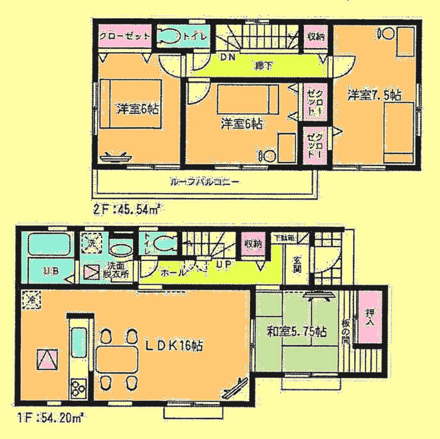 Floor plan. Price 24,800,000 yen, 4LDK, Land area 154.7 sq m , Building area 99.74 sq m