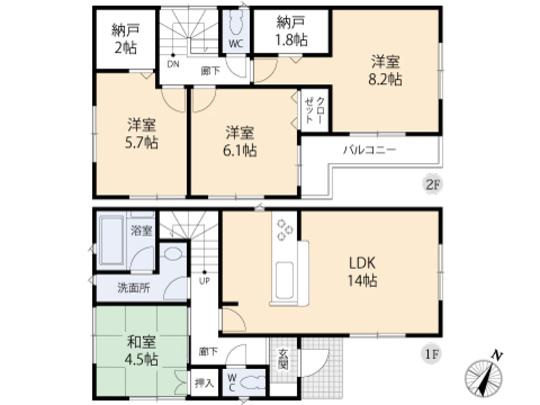 Floor plan. 25,800,000 yen, 4LDK, Land area 130.1 sq m , Building area 92.34 sq m floor plan