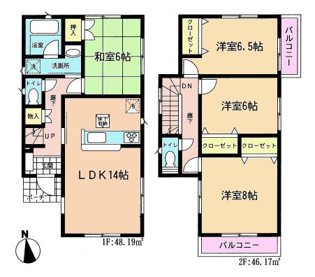 Floor plan. 23.8 million yen, 4LDK, Land area 118.36 sq m , Building area 94.36 sq m 3 Building