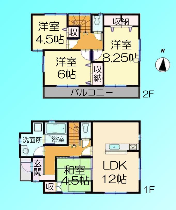 Floor plan. 21.5 million yen, 4LDK, Land area 108.02 sq m , Building area 85.86 sq m