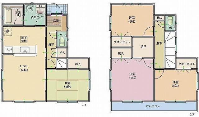 Floor plan. 22,800,000 yen, 4LDK, Land area 97.69 sq m , Building area 96.39 sq m