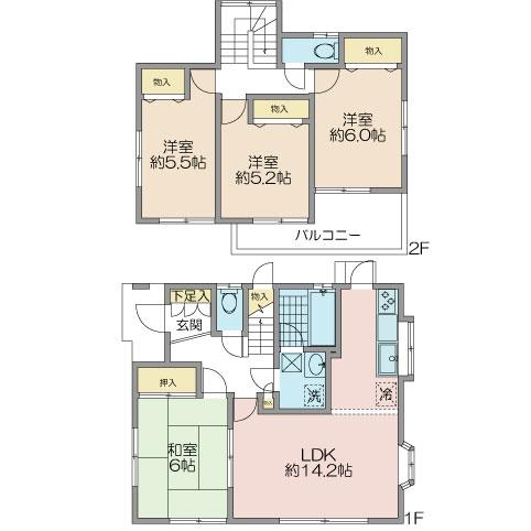 Floor plan. 19,800,000 yen, 4LDK, Land area 100.51 sq m , Building area 90.05 sq m