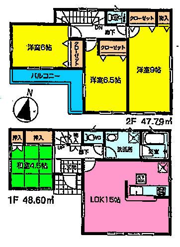 Floor plan. (5 Building), Price 25,800,000 yen, 4LDK, Land area 120.12 sq m , Building area 96.39 sq m