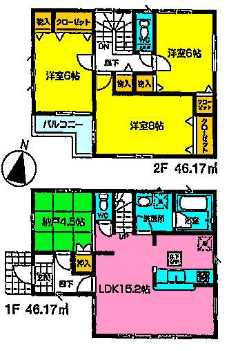 Floor plan. (9 Building), Price 24,800,000 yen, 4LDK, Land area 120.13 sq m , Building area 92.34 sq m