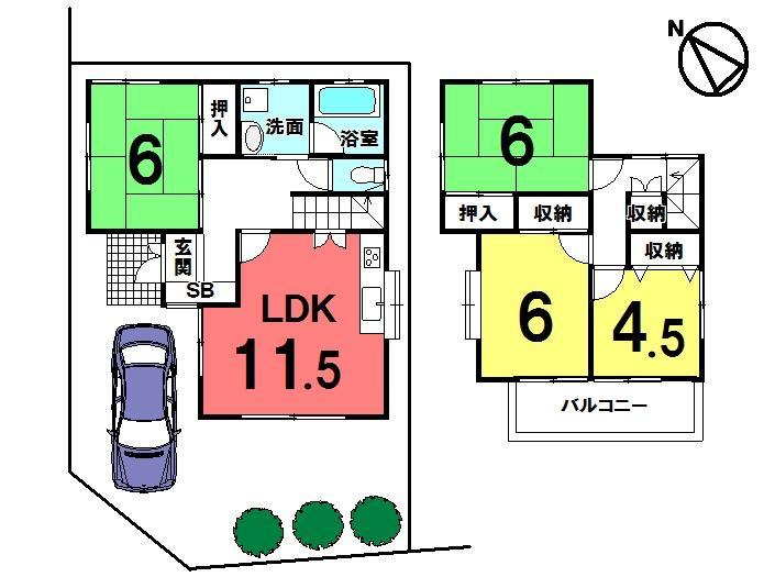 Floor plan. 9.8 million yen, 4LDK, Land area 102.94 sq m , Building area 86.94 sq m