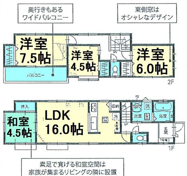 Floor plan. 21,800,000 yen, 4LDK, Land area 120.89 sq m , Building area 96.05 sq m