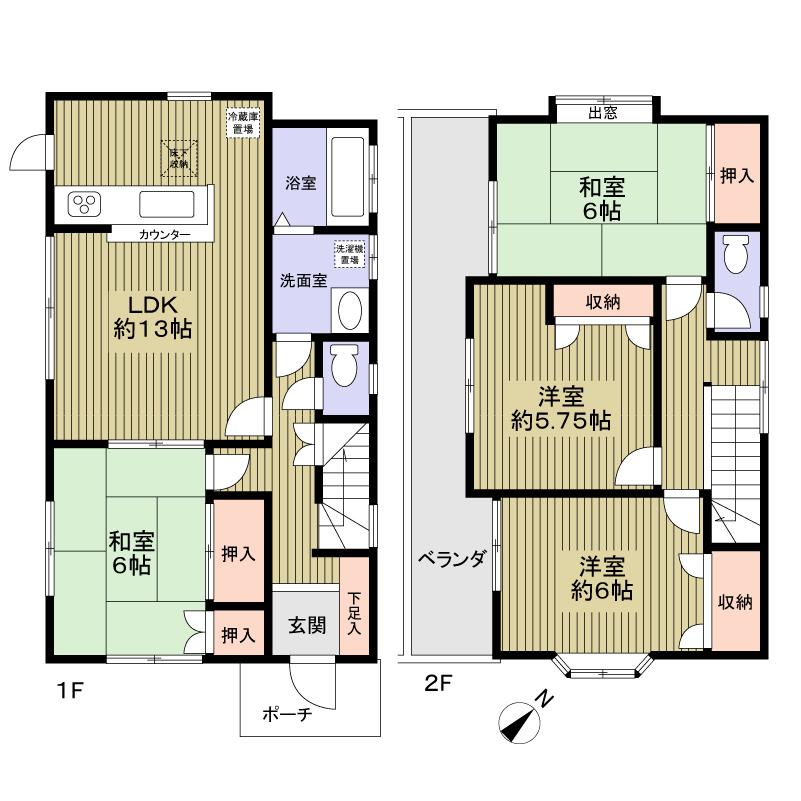 Floor plan. 18,800,000 yen, 4LDK, Land area 140.36 sq m , Building area 94.4 sq m